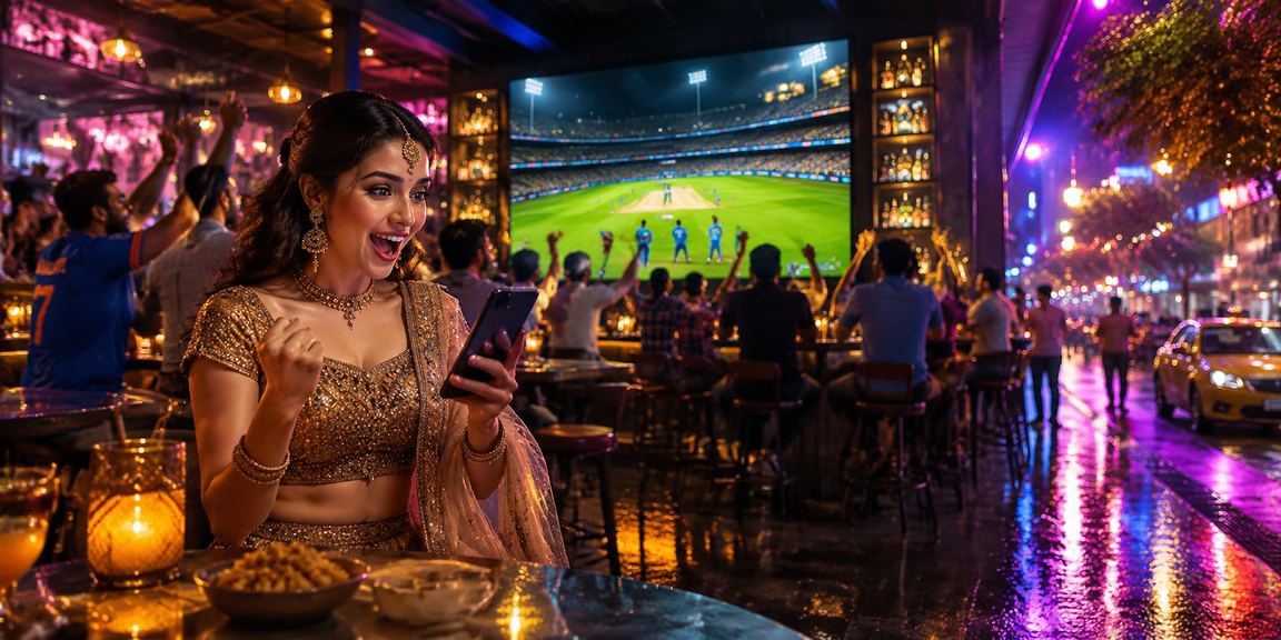 Excited Indian sports fan betting on cricket matches