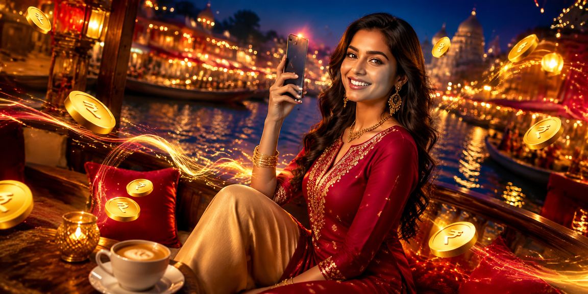 Happy young woman enjoying safe mobile gaming